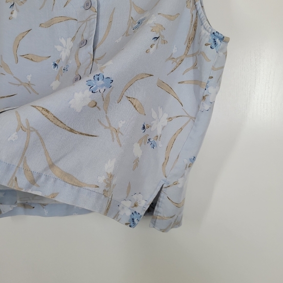 Vintage Partners 90s Y2K Blue Floral Spring Cottagecore Button Vest Tencel XL - Picture 11 of 13